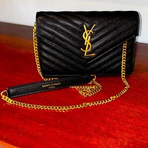 YSL chain shoulder bag in black leather